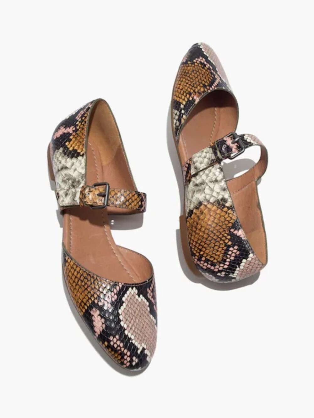 Madewell The Alina Snake Embossed Leather Maryjane Flats Size 7.5